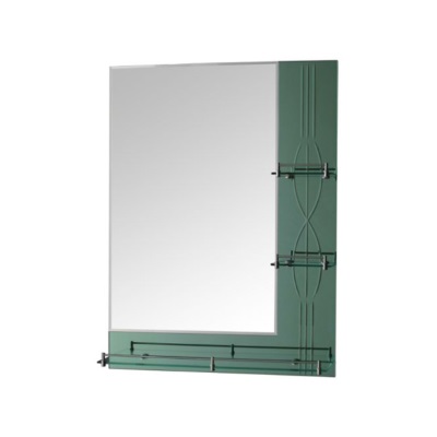 Зеркало с полочкой и зелеными  краями 800х600 мм Л602